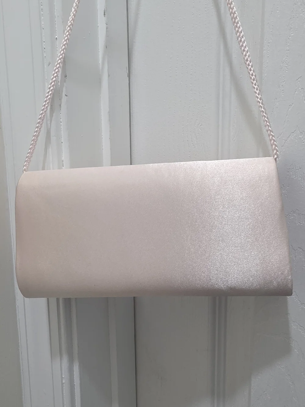 Blush Pink Satin Crossbody Bag with Bow Accent